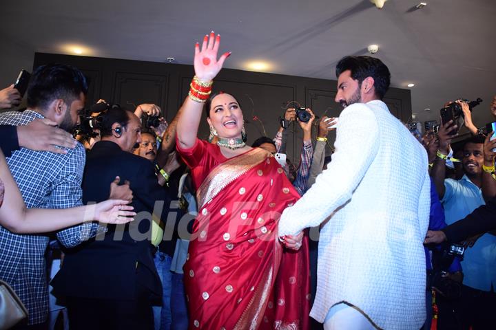 Sonakshi Sinha and Zaheer Iqbal attend their own wedding reception