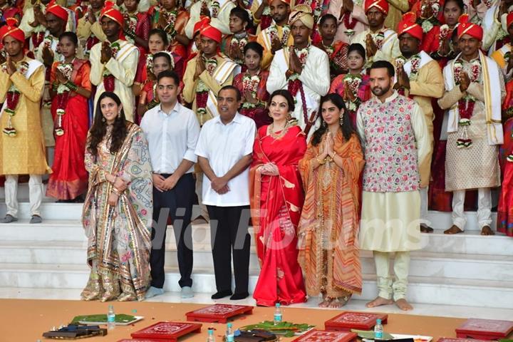  Ambani Family Mass Wedding Event of underprivileged couples for Anant Ambani and Radhika Merchant's wedding functions