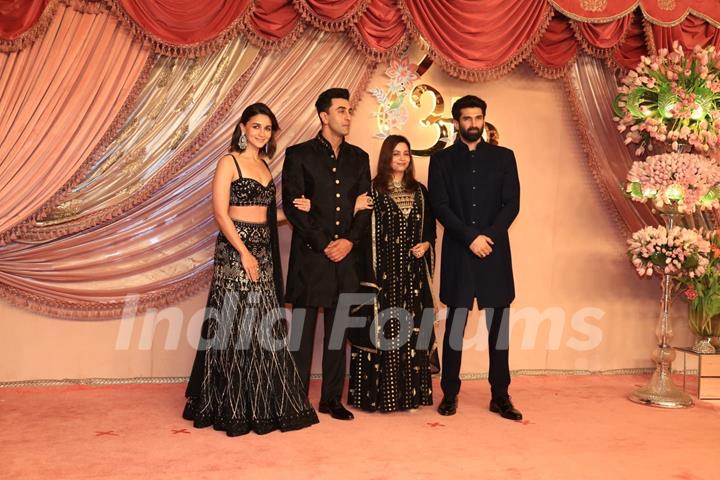 Ranbir Kapoor, Alia Bhatt, Aditya Roy Kapur and Shaheen Bhatt attend Radhika Merchant and Anant Ambani Sangeet Ceremony