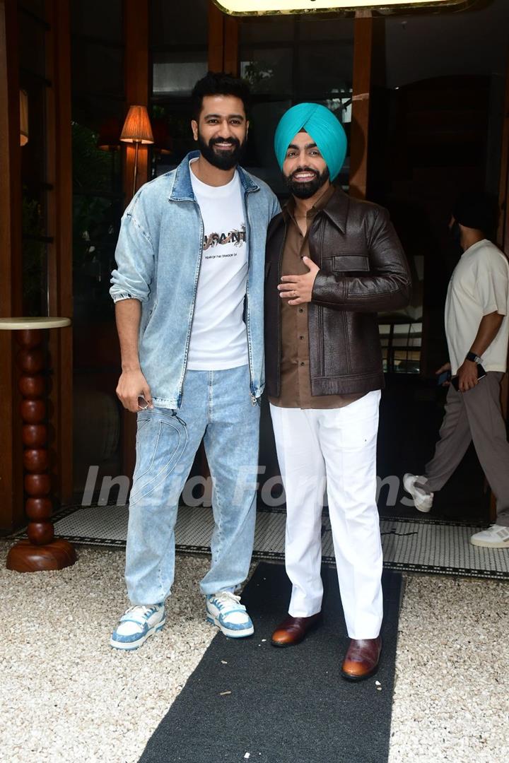 Vicky Kaushal and Ammy Virk snapped promoting their upcoming film Bad Newz