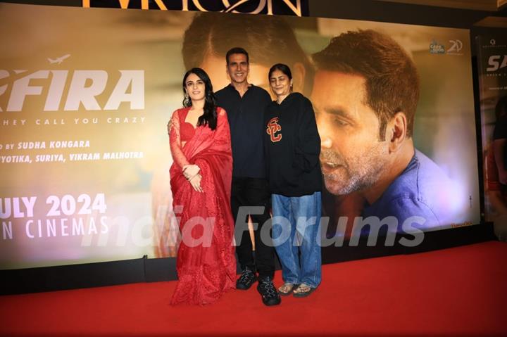 Akshay Kumar and Radhika Madan grace the premiere of Sarfira at PVR, Pune