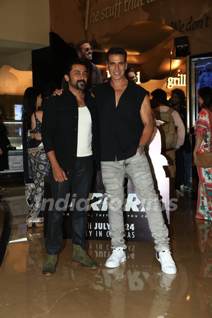 Akshay Kumar and Suriya attend the screening of Sarfira