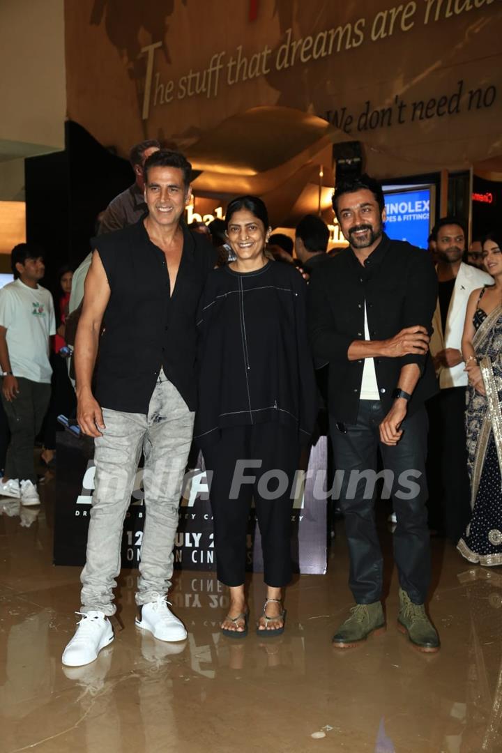 Akshay Kumar and Suriya attend the screening of Sarfira