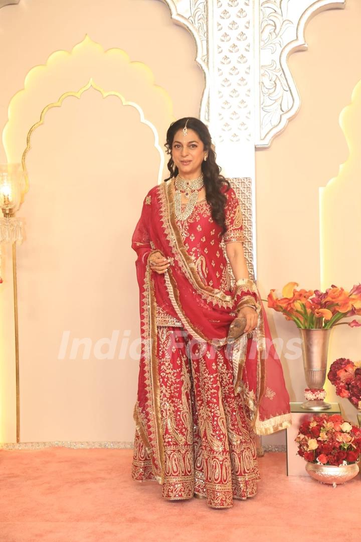 Juhi Chawla at Anant Ambani and Radhika Merchant's Wedding Ceremony