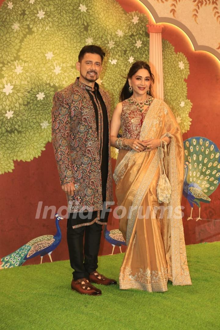 Madhuri Dixit and Shriram Madhav Nene attend Anant Ambani and Radhika Merchant's Ashirwad Ceremony