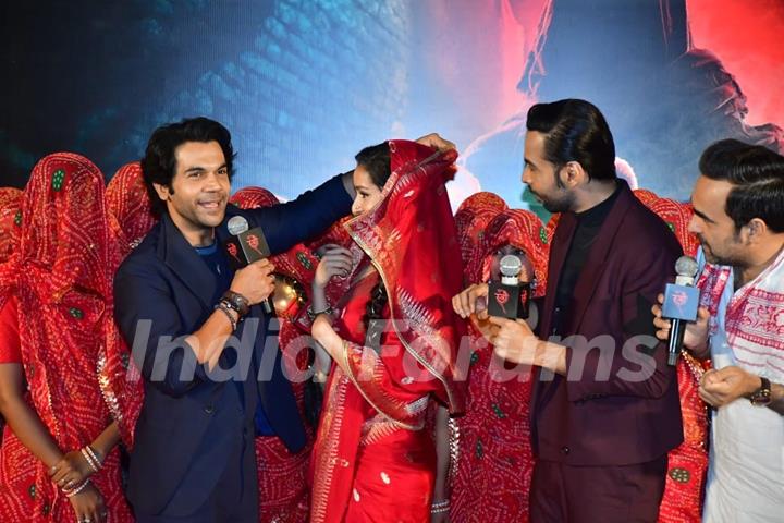 Shraddha Kapoor, Rajkummar Rao and Abhishek Banerjee snapped at the Trailer launch of Stree 2