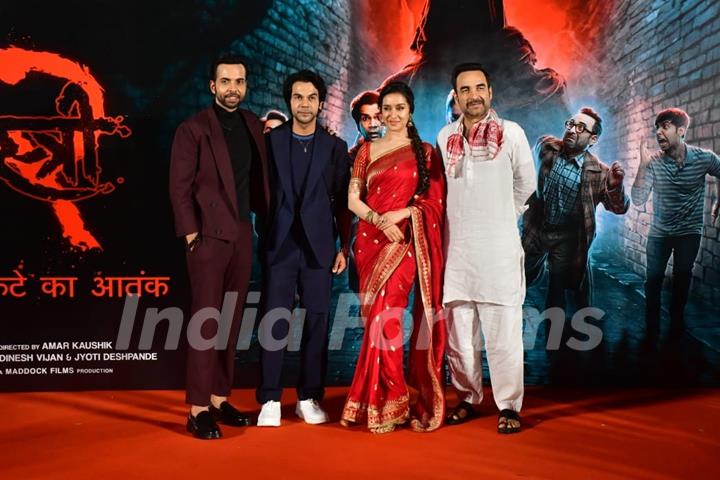 Pankaj Tripathi, Shraddha Kapoor, Rajkummar Rao and Abhishek Banerjee snapped at the Trailer launch of Stree 2