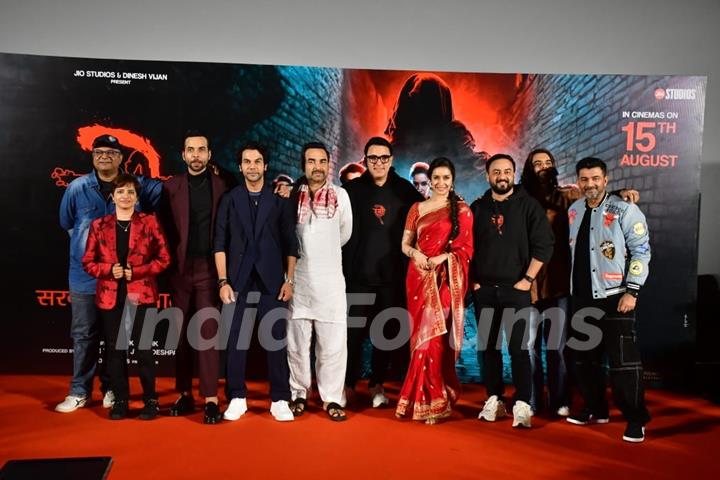 Pankaj Tripathi, Shraddha Kapoor, Rajkummar Rao and Abhishek Banerjee snapped at the Trailer launch of Stree 2