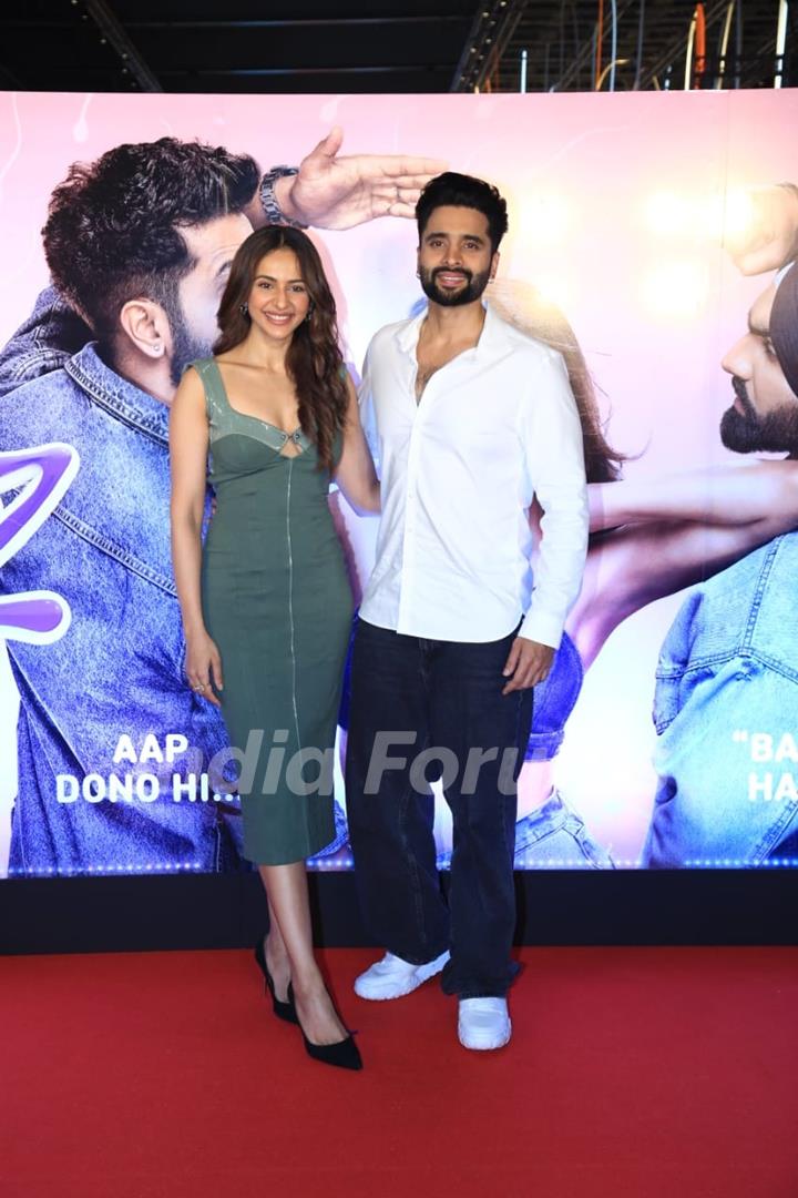 Jackky Bhagnani and Rakul Preet Singh attend the premiere of Bad Newz