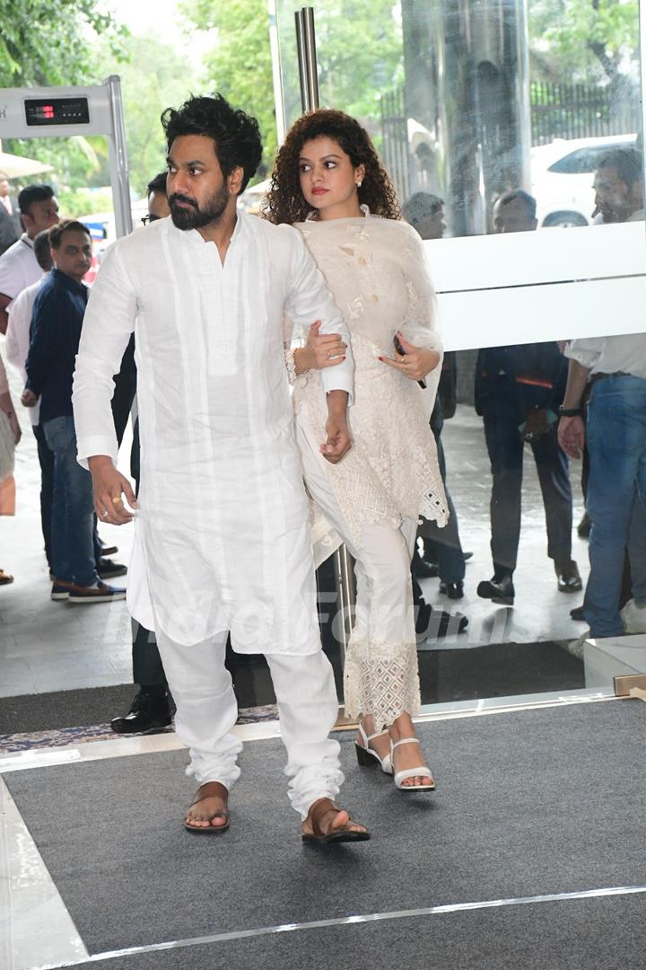 Mithoon and Palak Muchhal attend the prayer meet of Krishan Kumar’s daughter Tishaa Kumar