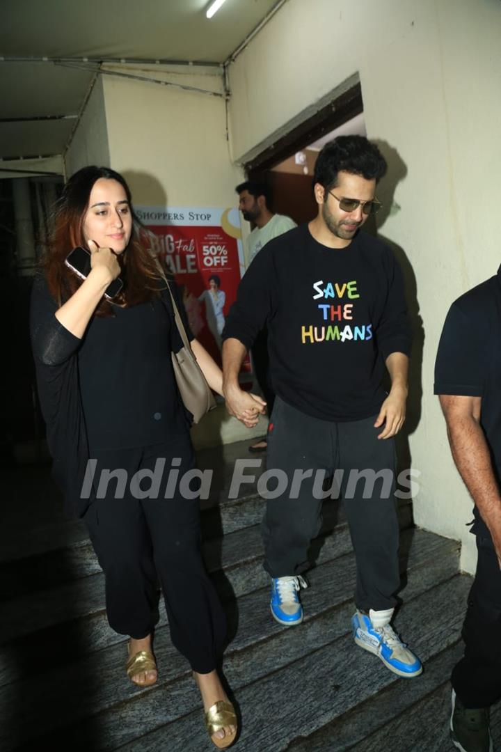 Varun Dhawan and Natasha Dalal snapped in the city last night