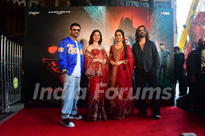 Tamannaah Bhatia, Shraddha Kapoor, Sachin Sanghvi and Jigar Saraiya snapped at the song launch of 'Aaj Ki Raat' from Stree 2