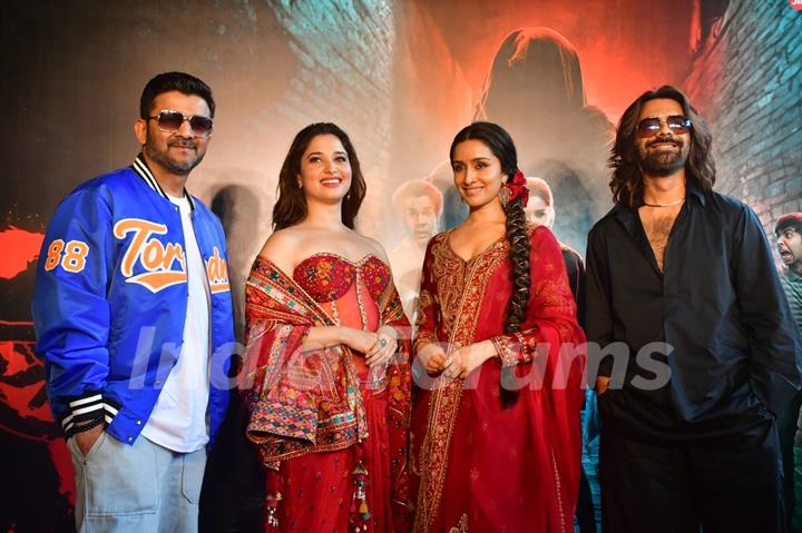 Tamannaah Bhatia, Shraddha Kapoor, Sachin Sanghvi and Jigar Saraiya snapped at the song launch of 'Aaj Ki Raat' from Stree 2