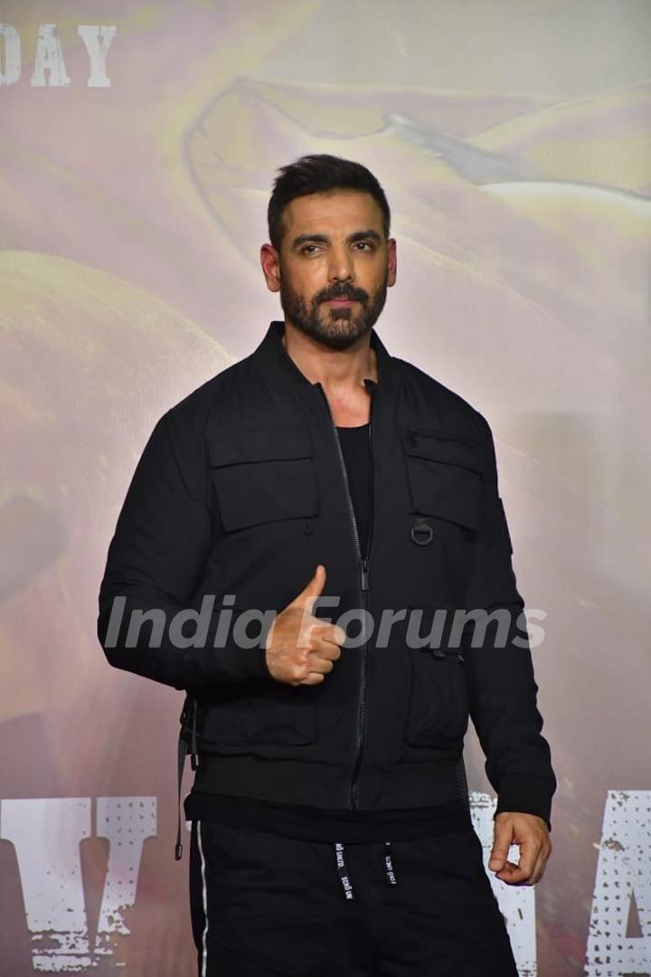 John Abraham snapped at the trailer launch of their upcoming film Vedaa