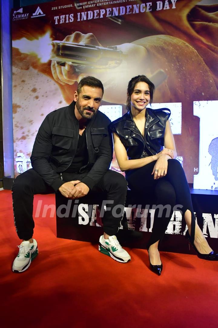 John Abraham and Sharvari Wagh snapped at the trailer launch of their upcoming film Vedaa