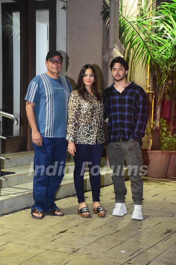 Atul Agnihotri, Alvira Khan Agnihotri and Nirvaan Khan snapped outside Arbaaz Khan house