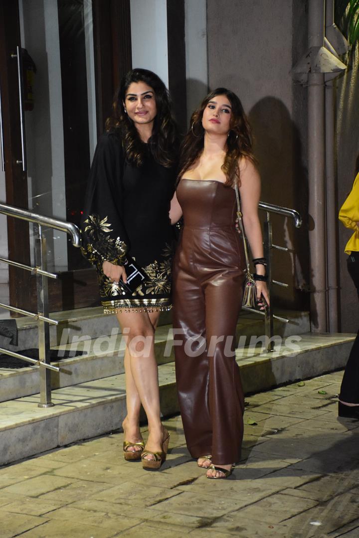 Raveena Tandon and Rasha Thadani snapped outside Arbaaz Khan house