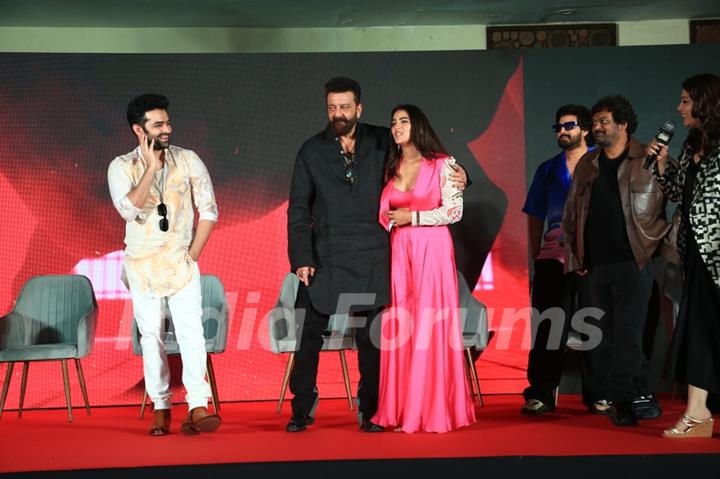 Sanjay Dutt, Kavya Thapar and Ram Pothineni snapped at Their song launch of ‘Big Bull’ at Double ISMART in Mumbai.