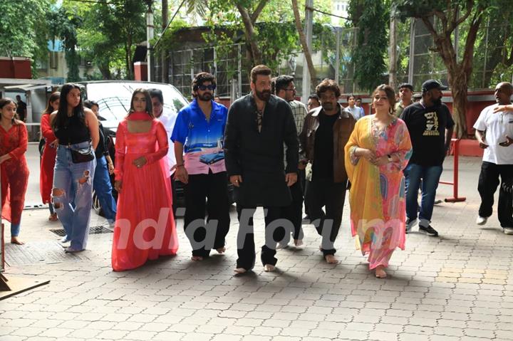 Sanjay Dutt, Charmy Kaur, Puri Jagannadh, Kavya Thapar and Ram Pothineni snapped at Siddhivinayak Temple