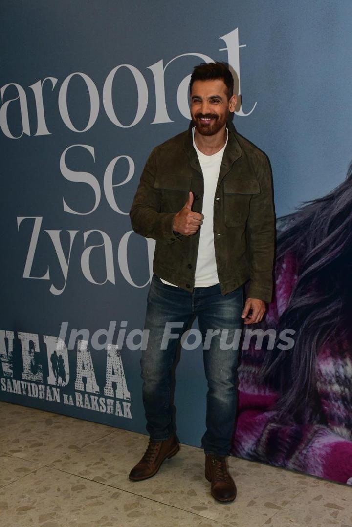 John Abraham snapped at the launch of the new song, 'Zaroorat se zyada' from Vedaa