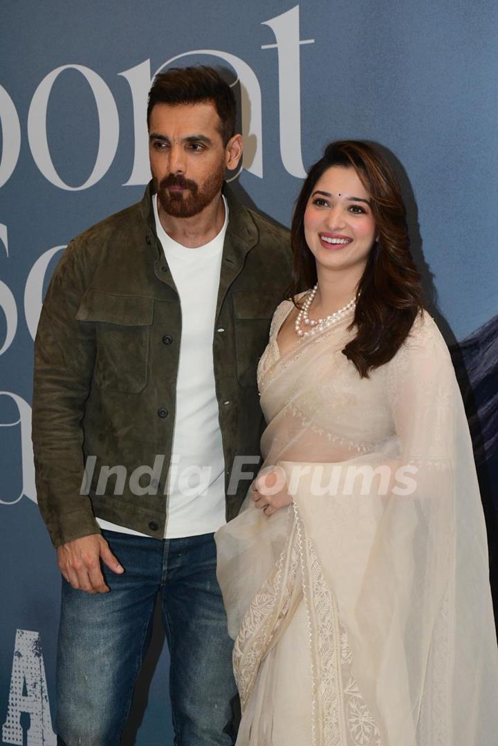 John Abraham and Tamannaah Bhatia snapped at the launch of the new song, 'Zaroorat se zyada' from Vedaa