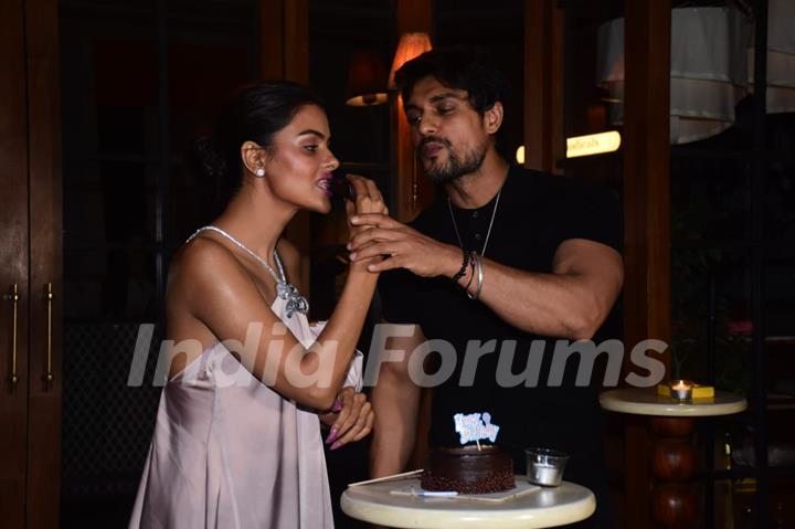 Ankit Gupta and Priyanka Choudhary celebrates her birthday with paparazzi