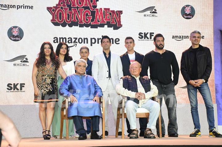 Salman Khan, Farhan Akhtar, Zoya Akhtar, Salim Khan and Javed Akhtar snapped at the trailer launch of Angry Young Men