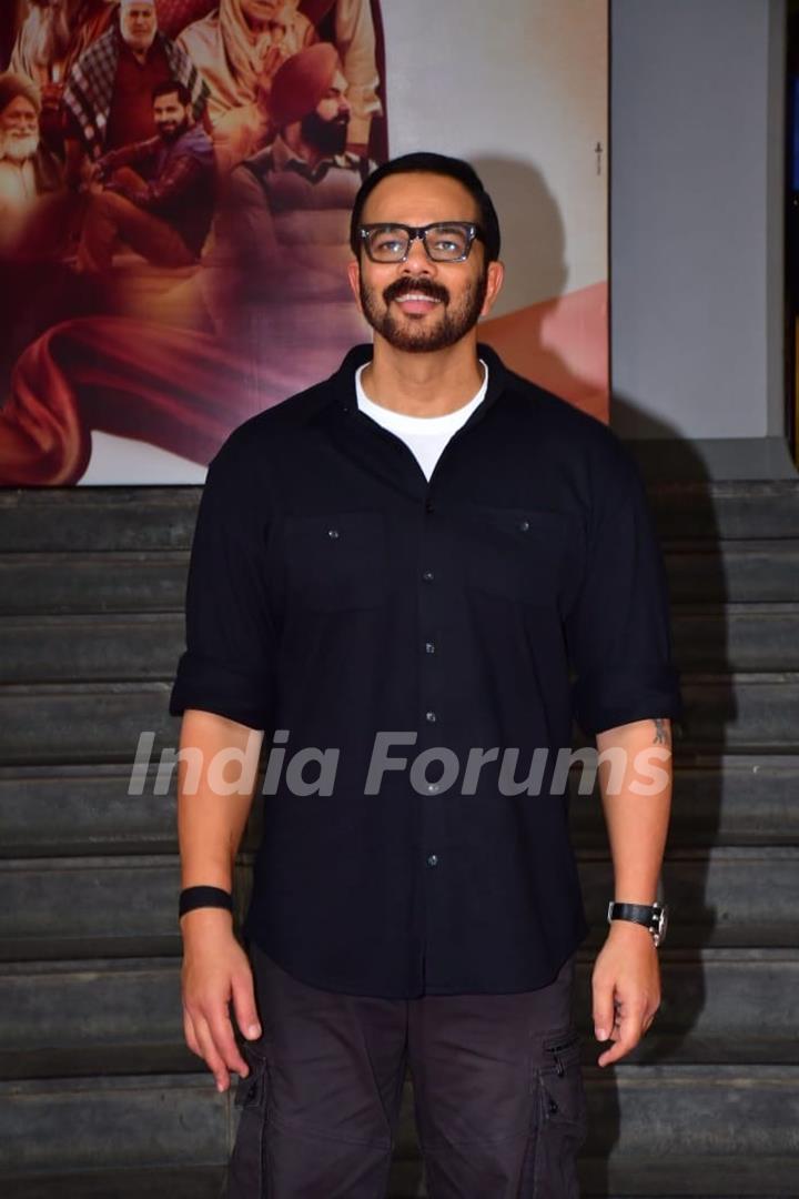 Rohit Shetty snapped at the trailer launch of their upcoming movie Ardaas Sarbat De Bhale Di