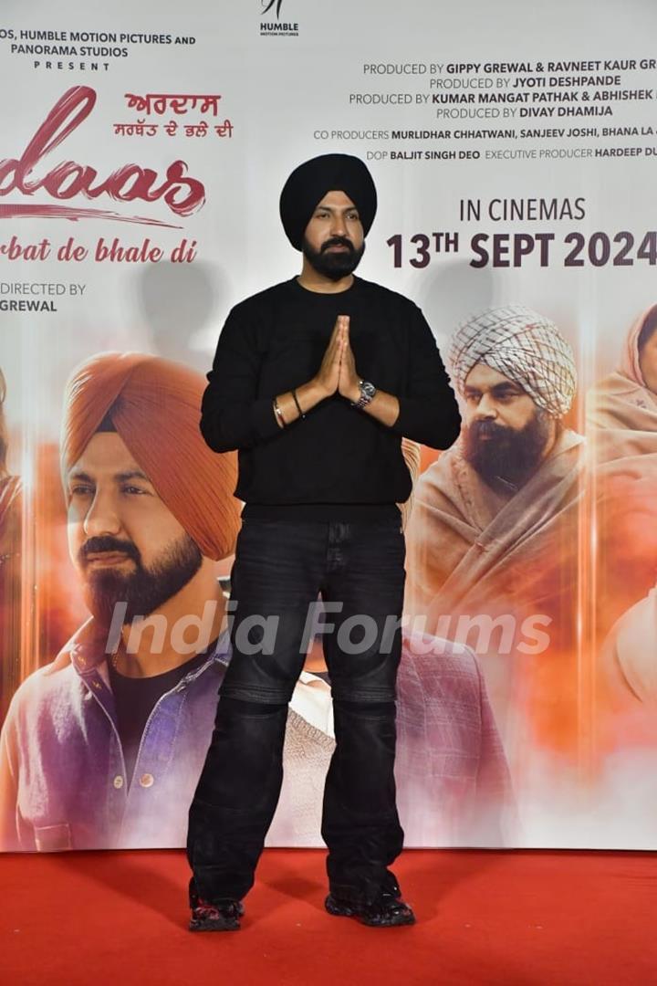 Gippy Grewal snapped at the trailer launch of their upcoming movie Ardaas Sarbat De Bhale Di