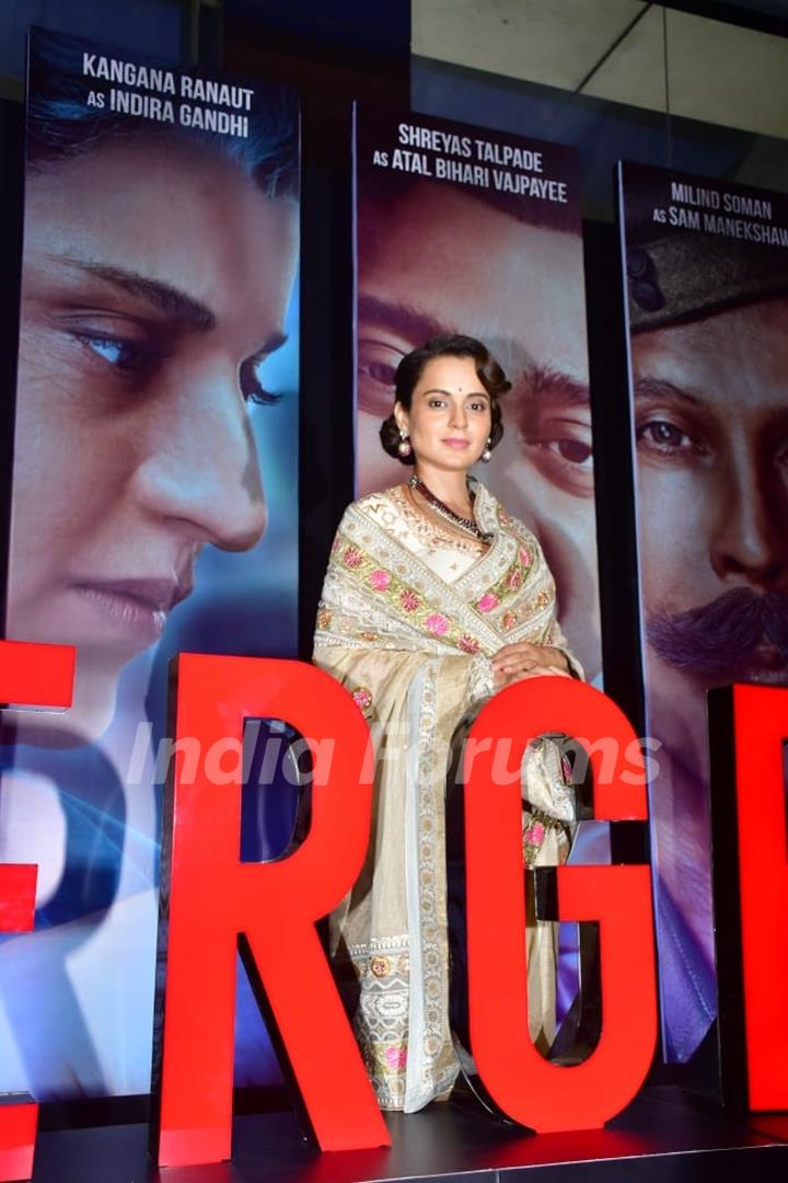 Kangana Ranaut snapped at the trailer launch of their upcoming film Emergency