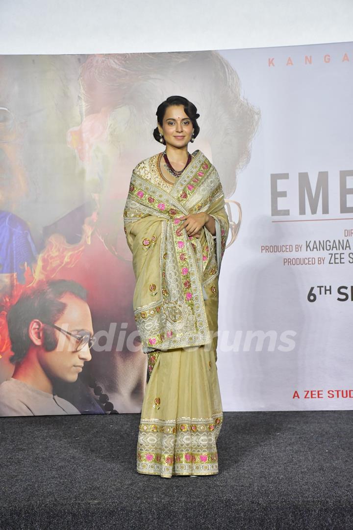 Kangana Ranaut snapped at the trailer launch of their upcoming film Emergency