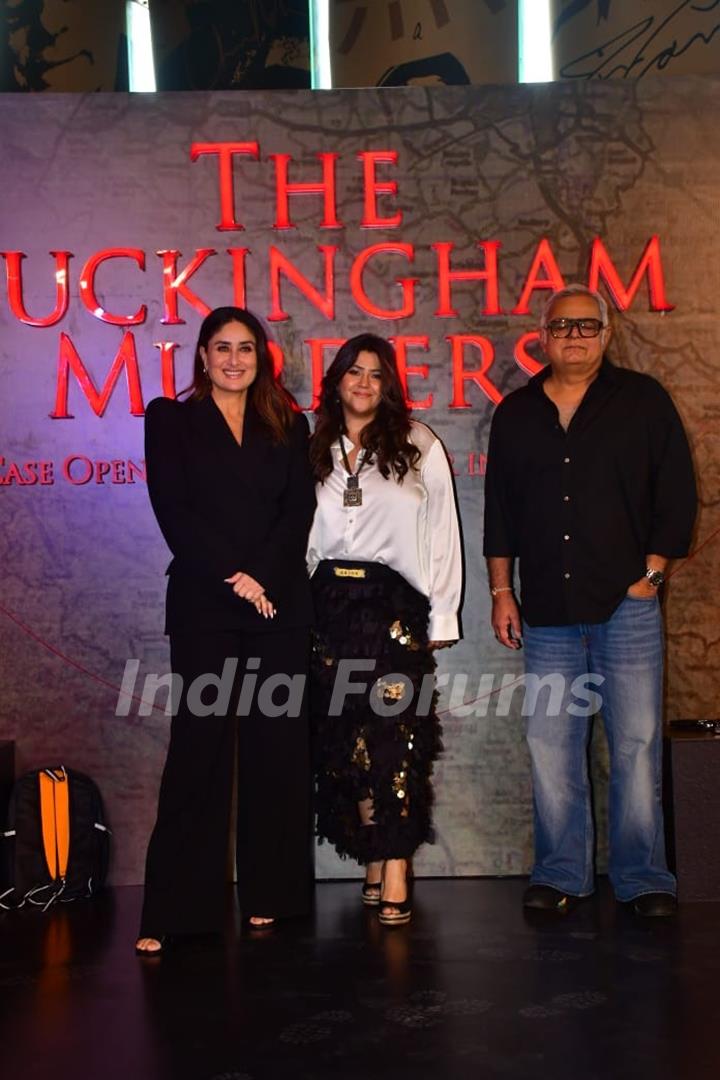 Kareena Kapoor, Ektaa Kapoor and Hansal Mehta grace the trailer launch of 'The Buckingham Murders'