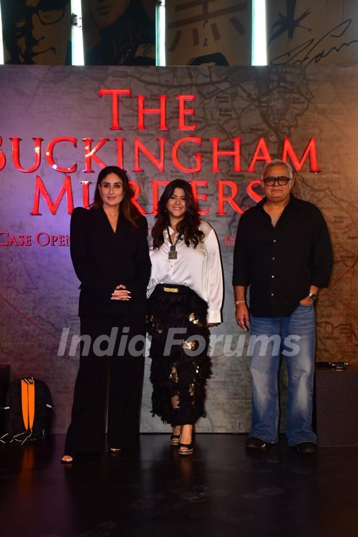 Kareena Kapoor, Ektaa Kapoor and Hansal Mehta grace the trailer launch of 'The Buckingham Murders'