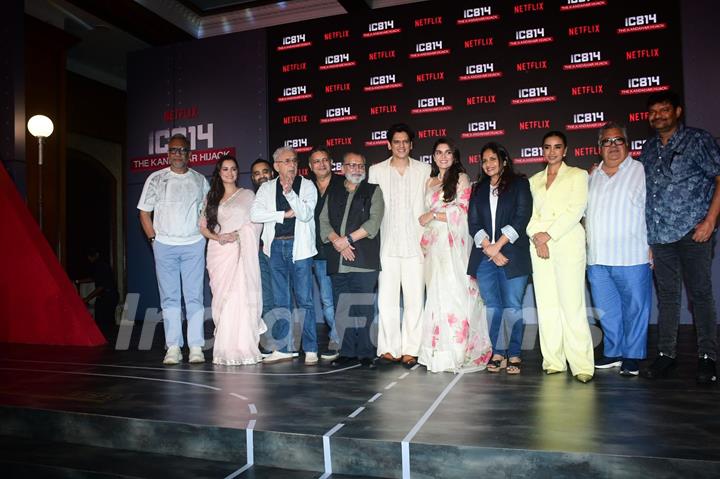 Dia Mirza, Naseeruddin Shah, Manoj Pahwa, Pankaj Kapur, Anubhav Sinha, Pooja Gor, Kumud Mishra, Vijay Varma and Patralekhaa snapped at the press conference of IC 814: The Kandahar Hijack