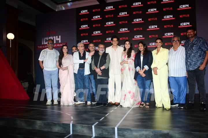 Dia Mirza, Naseeruddin Shah, Manoj Pahwa, Pankaj Kapur, Anubhav Sinha, Pooja Gor, Kumud Mishra, Vijay Varma and Patralekhaa snapped at the press conference of IC 814: The Kandahar Hijack