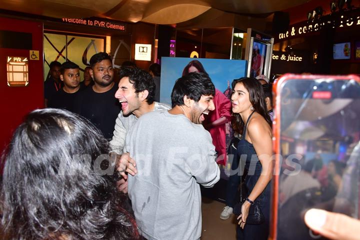 Ibrahim Ali Khan and Kartik Aaryan Attend the screening of 'Call Me Bae'