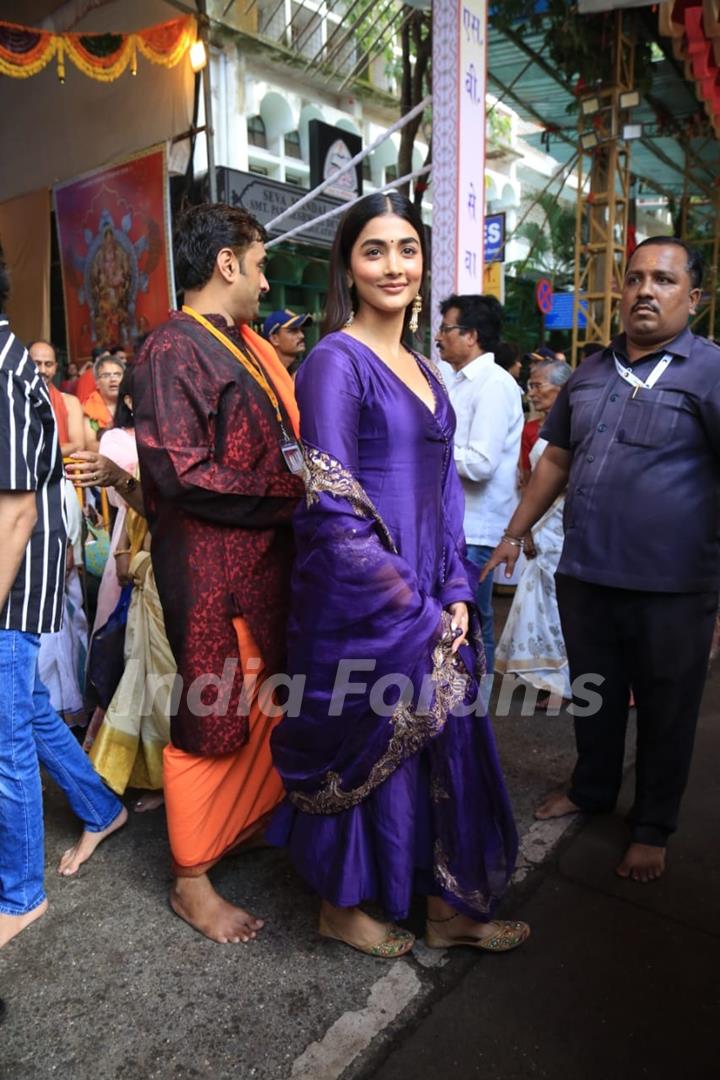 Pooja Hedge snapped at GSB Ganapati For darshan