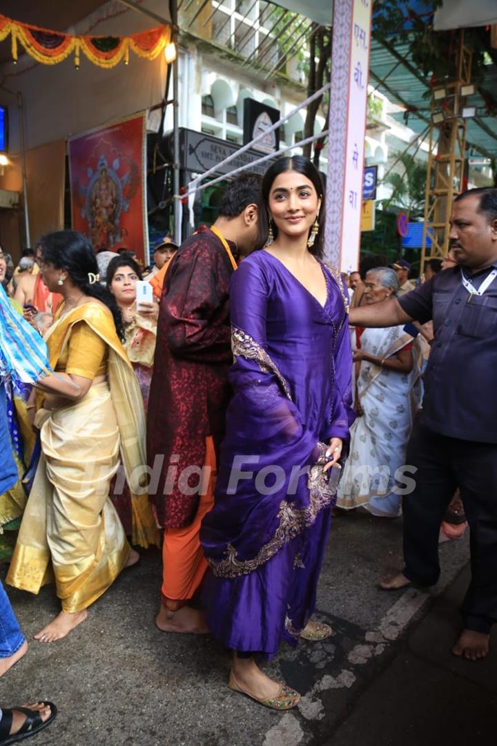 Pooja Hedge snapped at GSB Ganapati For darshan