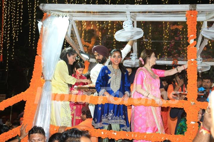 Radhika Merchant snapped at their Bappa Visarjan