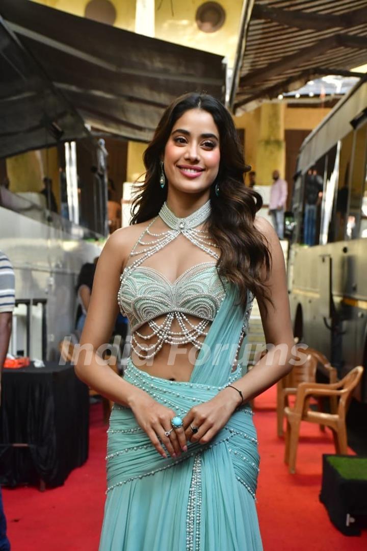 Janhvi Kapoor snapped promoting their upcoming film 'Devara'