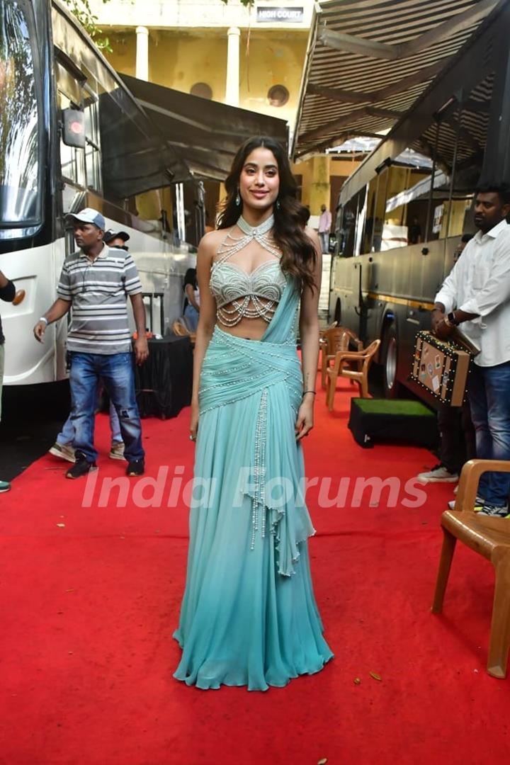 Janhvi Kapoor snapped promoting their upcoming film 'Devara'