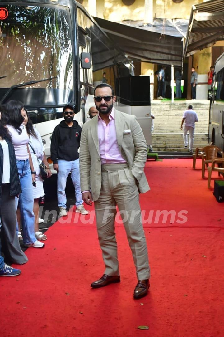 Saif Ali Khan snapped promoting their upcoming film 'Devara'