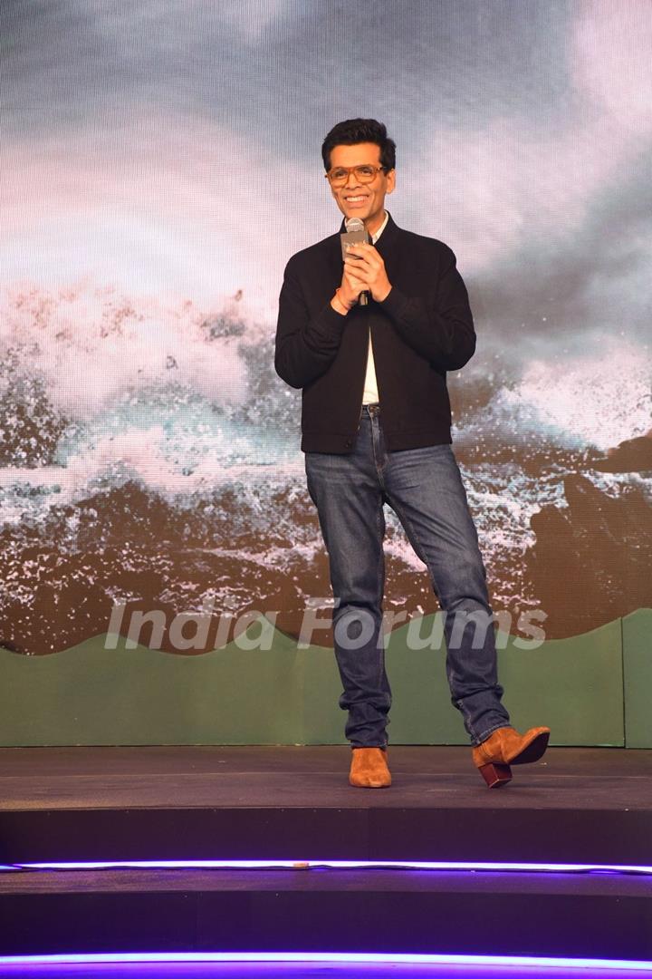 Karan Johar  snapped at the trailer launch of their upcoming movie Devara: Part 1