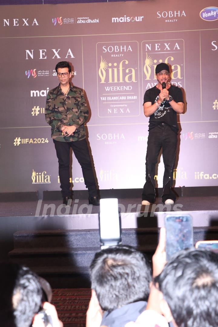 Shah Rukh Khan and Karan Johar snapped at the conference of 24th IIFA Awards