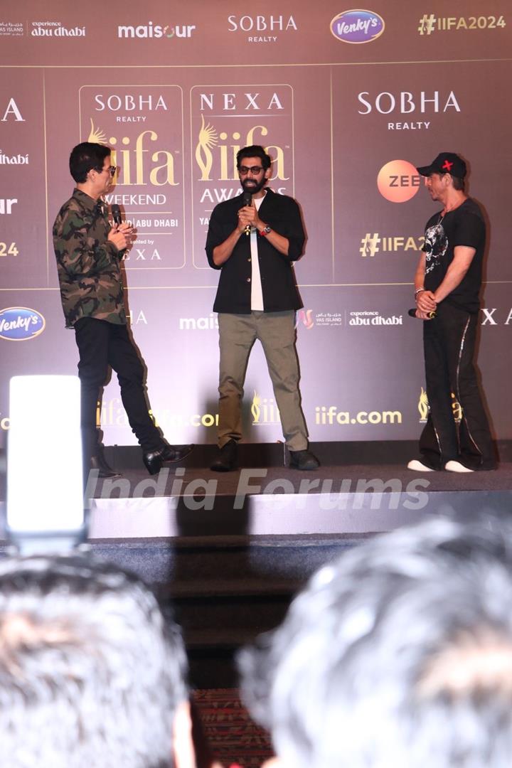 Shah Rukh Khan, Karan Johar and Rana Daggubati snapped at the conference of 24th IIFA Awards