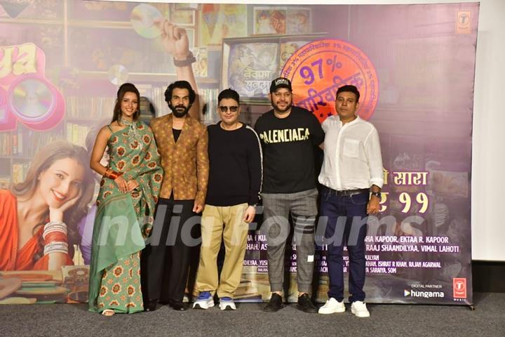 Bhushan Kumar, Rajkummar Rao and Triptii Dimri snapped at the trailer launch of Vicky Vidya Ka Woh Wala Video