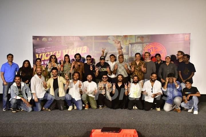 Archana Puran Singh, Mukesh Tiwari, Bhushan Kumar, Rajkummar Rao, Raaj Shaandilyaa, Sachin Sanghvi, Jigar Saraiya and Triptii Dimri snapped at the trailer launch of Vicky Vidya Ka Woh Wala Video