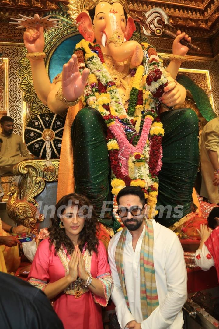 Ayushmann Khurrana and Tahira Kashyap Khurrana  snapped at Lalbhag cha Raja