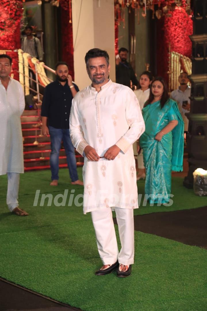 R. Madhavan snapped at CM’s residence for Ganpati Darshan