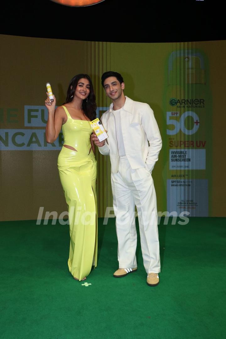 Pooja Hegde and Vedang Raina snapped at Garnier event